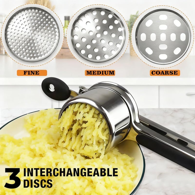 AIDOIT Potato Ricer, Large 15oz Potato Ricer Heavy Duty Stainless Steel Potato Masher with 3 Interchangeable Discs for Smooth and Fluffy Mashed Potatoes - Image 4